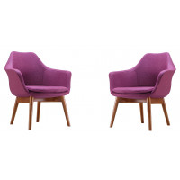 Manhattan Comfort 2-AC026-LV Cronkite Plum and Walnut Twill Accent Chair (Set of 2)